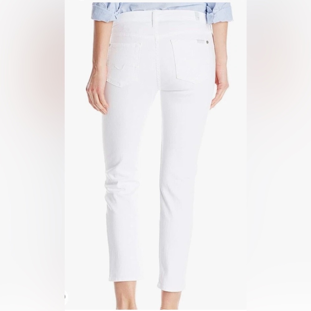 NWT 7 For All Mankind Kimmie Crop White Ankle Skinny Jeans Size 25